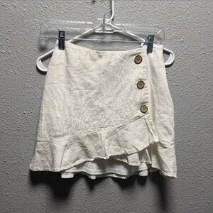 Cotton Candy Cream Mini Skirt with Wooden Buttons